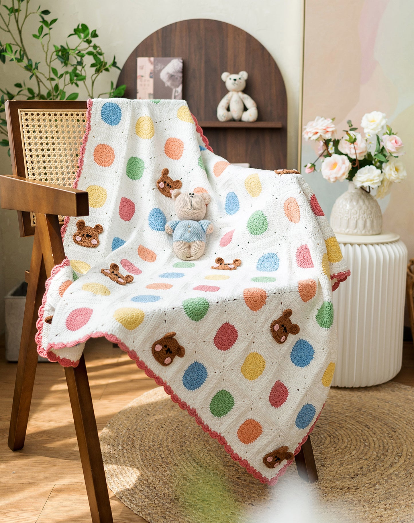 Polka Dot Bear Blanket Crochet Pattern
