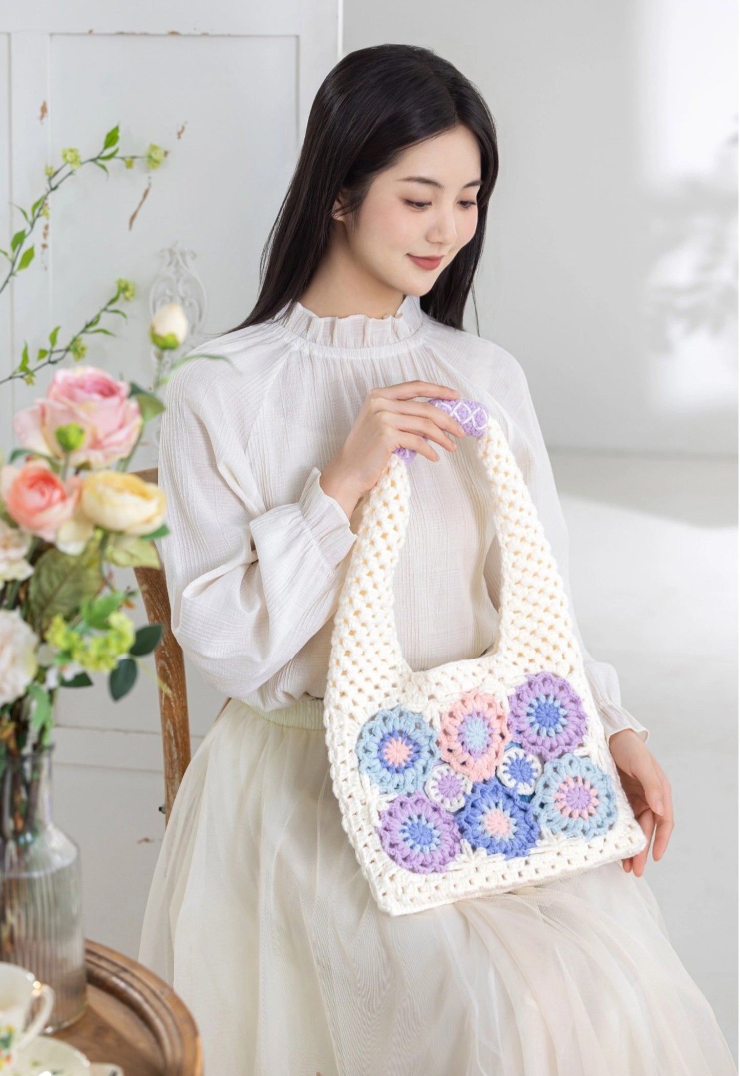 Spring Ripple Patchwork Bag Crochet Yarn Kit