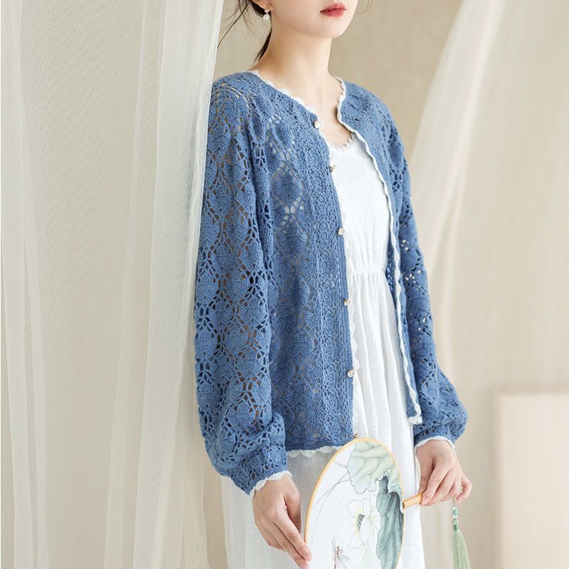 Lotus Pattern Cardigan Crochet Yarn Kit | Chinese Aesthetics Series | Susan's Family