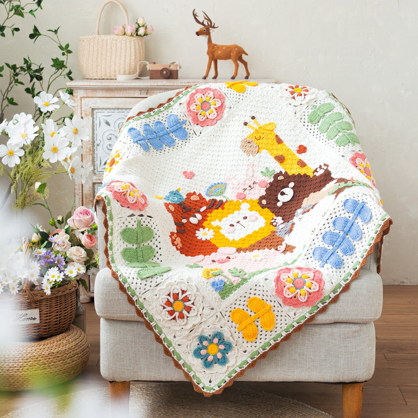 Animal Garden Blanket Crochet Yarn Kit | Susan's Family