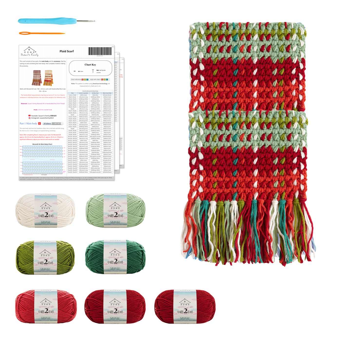 Plaid Scarf Crochet Yarn Kit | Susan's Family