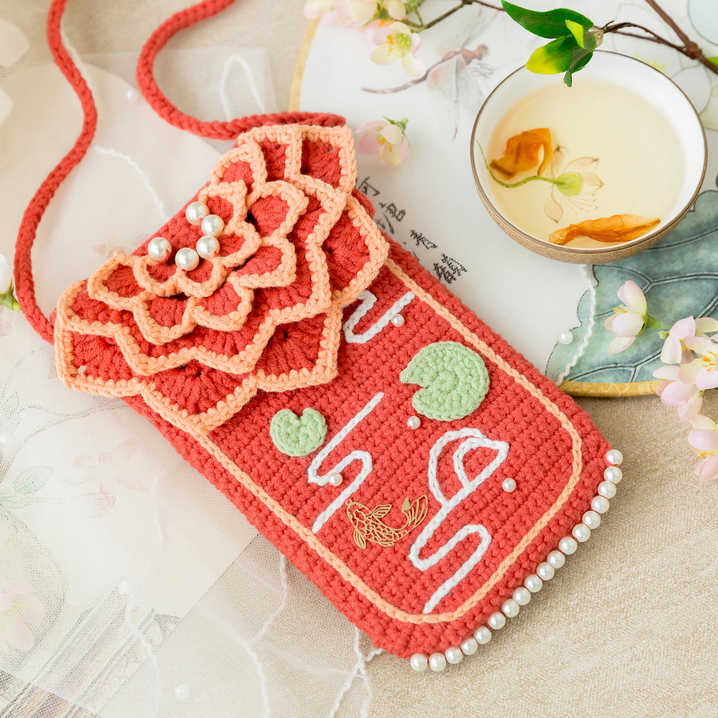 Auspicious Mobile Pocket Crochet Yarn Kit | Jiangnan Series | Susan's Family