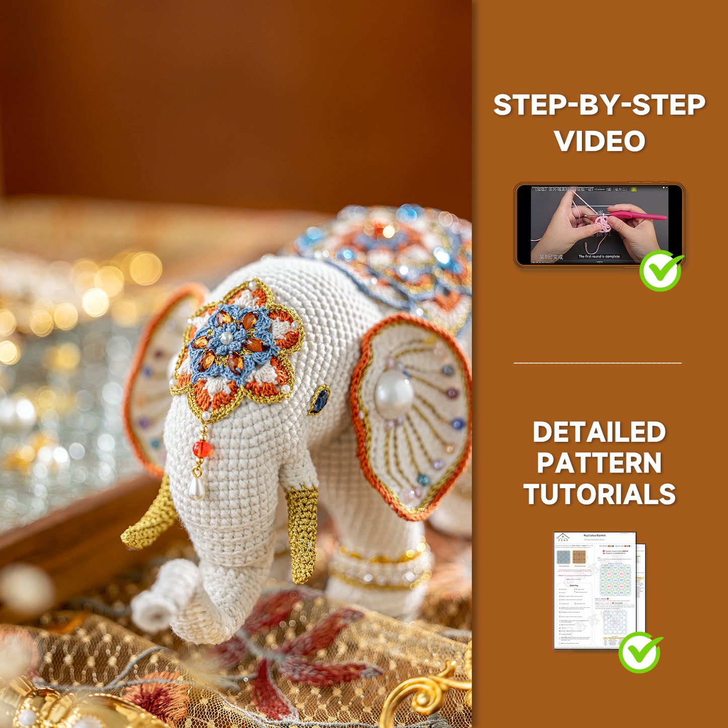 Prosperity Majestic Elephant Crochet Yarn Kit | Chinese Aesthetics Series | Susan's Family