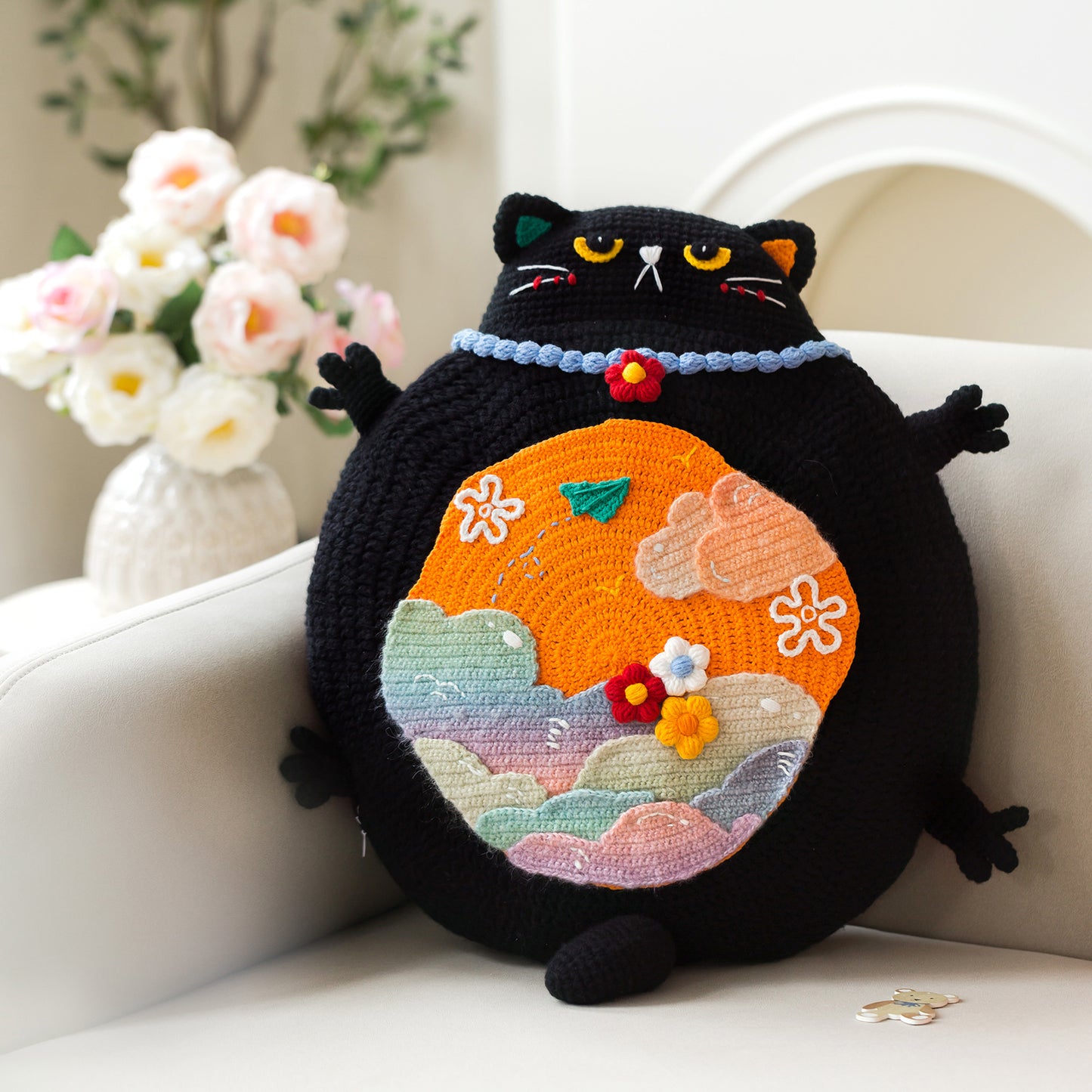 Kitty Sofa Cushion Cover Crochet Yarn Kit | Susan's Family