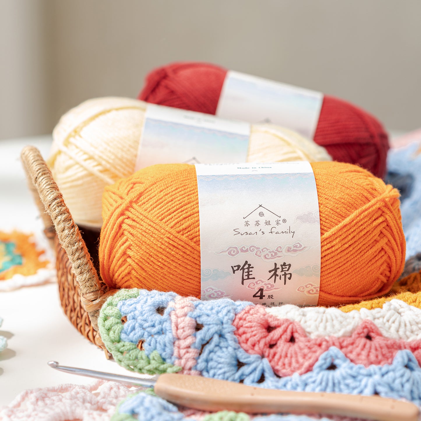 Combed Cotton 4 ply 1 pack- 60 Cotton 40 Acrylic Yarn | Susan's Family