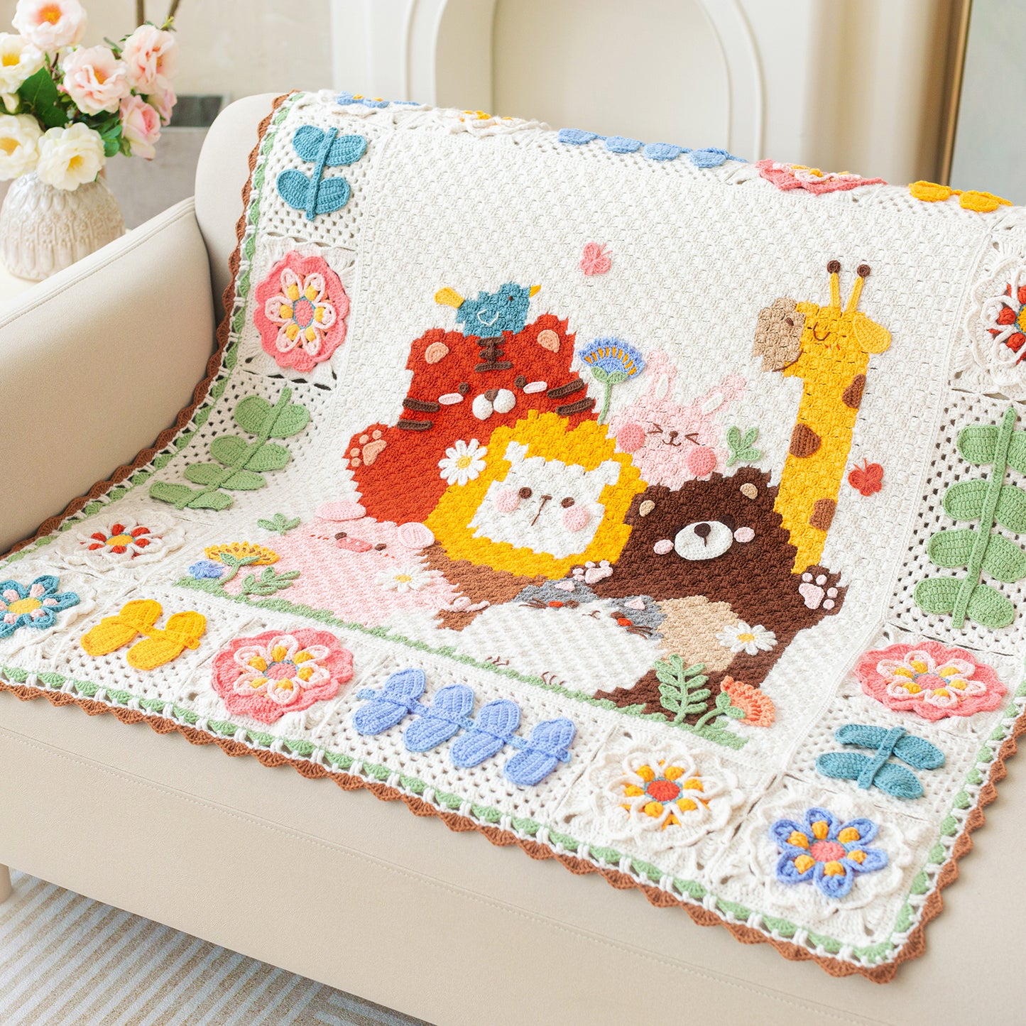 Animal Garden Blanket Crochet Yarn Kit | Susan's Family