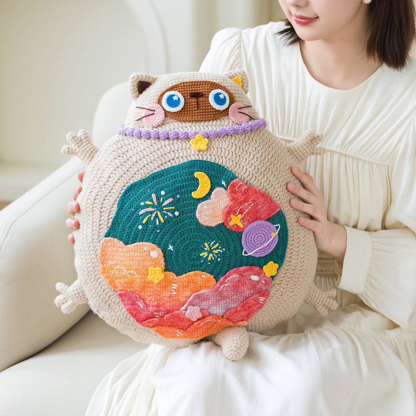 Kitty Sofa Cushion Cover Crochet Yarn Kit | Susan's Family