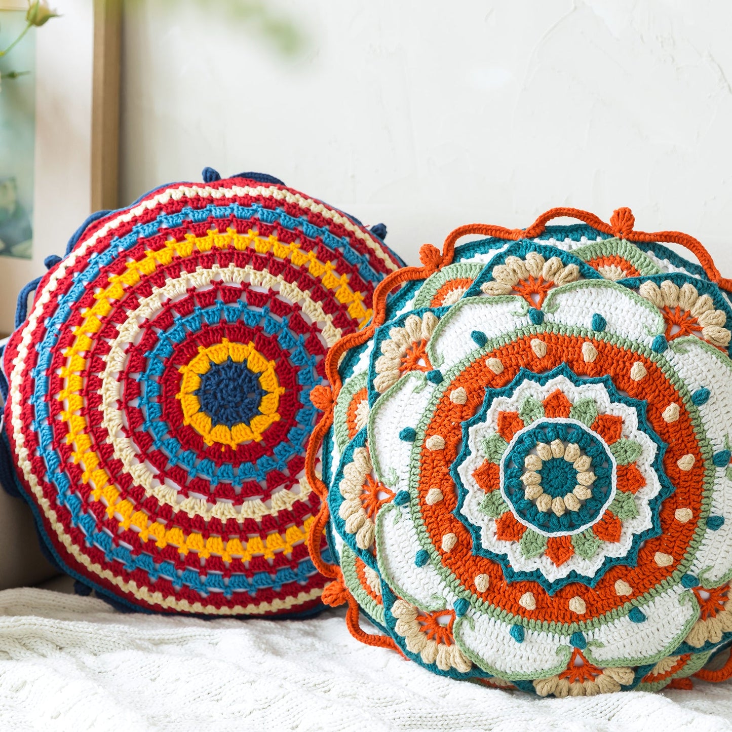 Lotus Jewel Pillow Case Crochet Yarn Kit | Susan's Family Chinese Aesthetics Cushion Cover