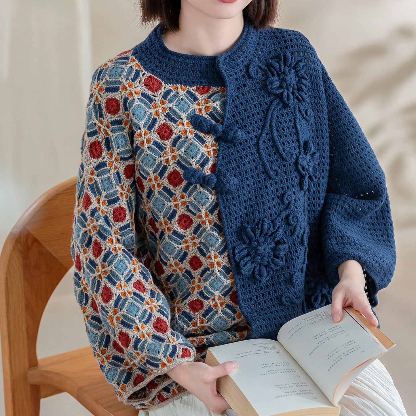 Ruyi Flower Blossom Cardigan Crochet Yarn Kit | Shi, Ci, Fu Series | Susan's Family