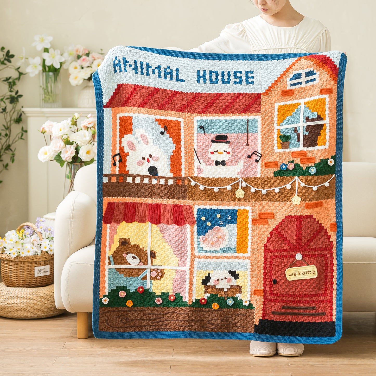 Animal Home Blanket Crochet Yarn Kit | Susan's Family