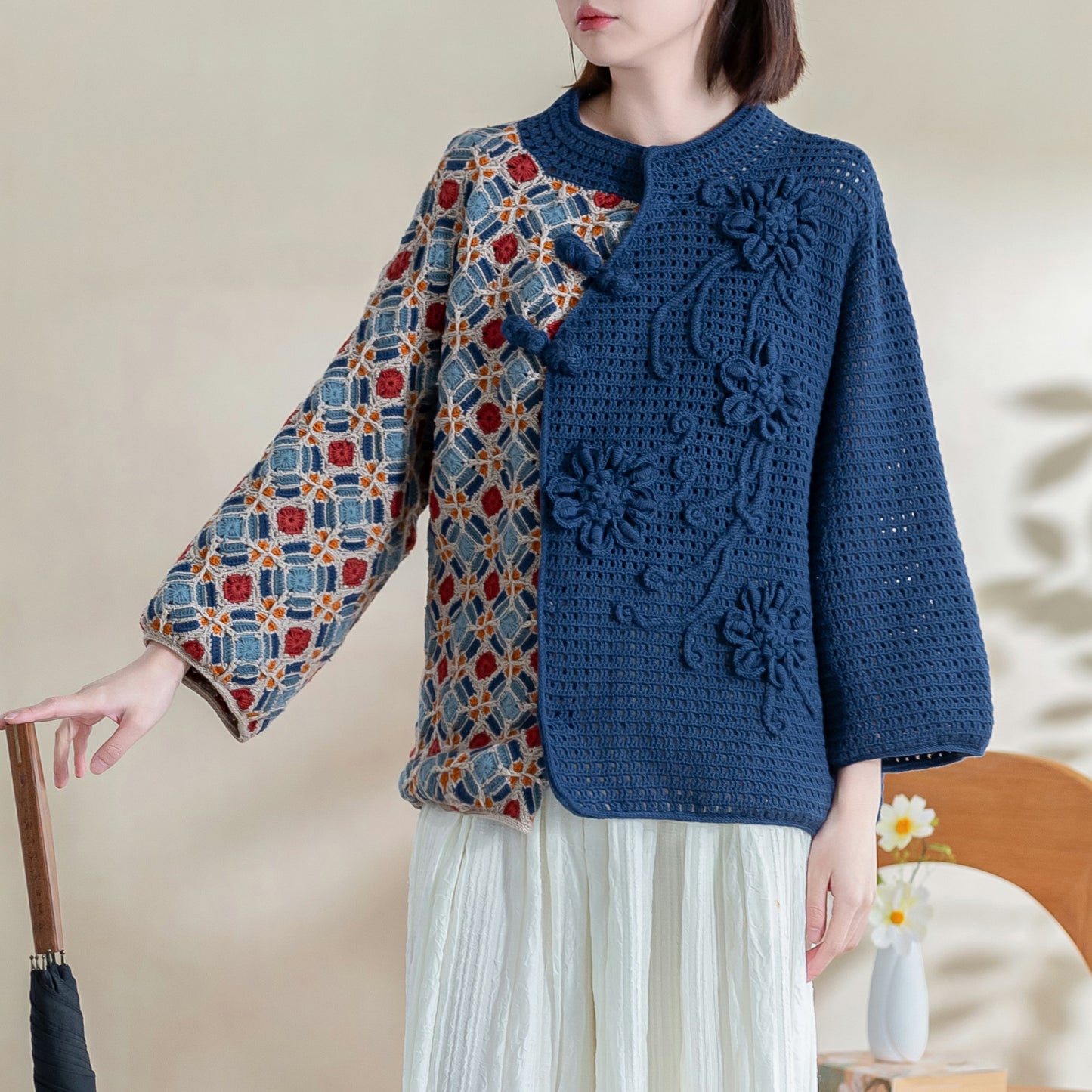 Ruyi Flower Blossom Cardigan Crochet Yarn Kit | Shi, Ci, Fu Series | Susan's Family