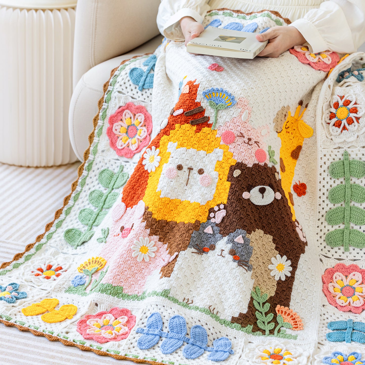 Animal Garden Blanket Crochet Yarn Kit | Susan's Family