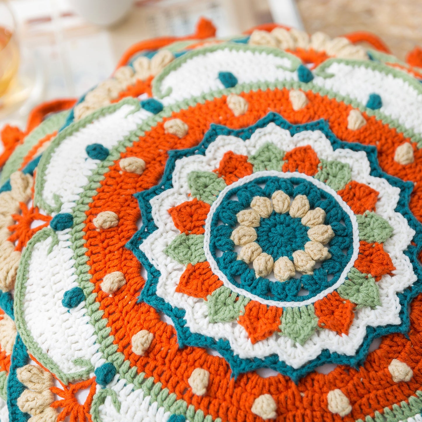 Lotus Jewel Pillow Case Crochet Yarn Kit | Susan's Family Chinese Aesthetics Cushion Cover