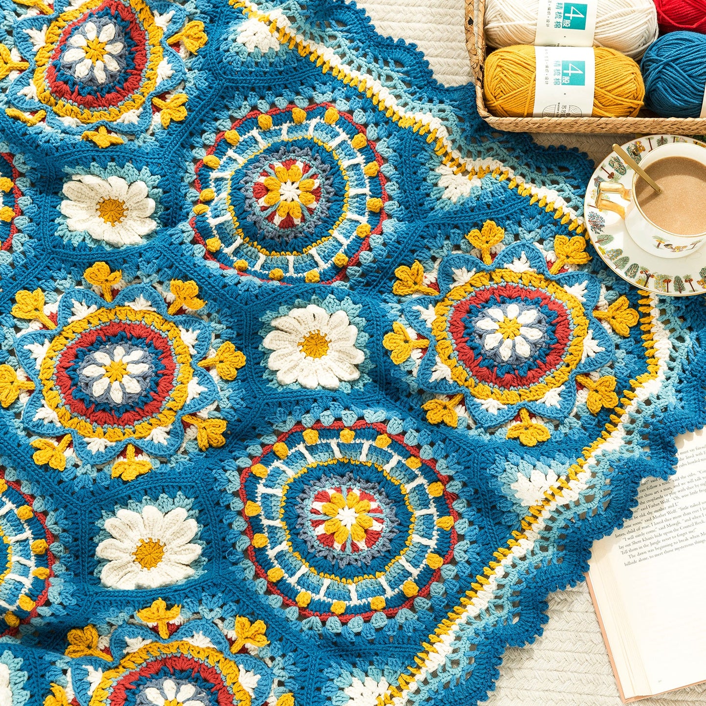 Ravenna Patchwork Blanket Crochet Yarn Kit | Susan's Family Crochet Yarn Kit Byzantinism Style