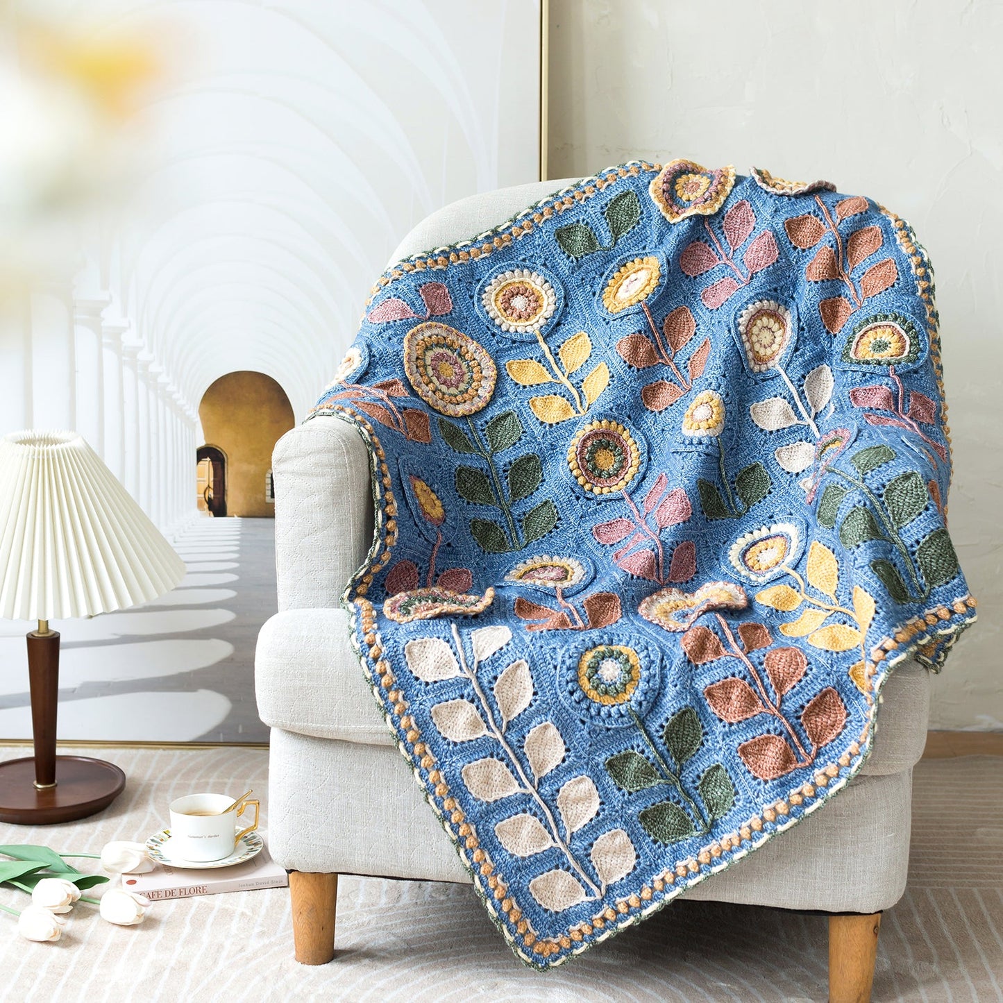 Navia Flower Blanket Crochet Yarn Kit | Susan's Family Crochet Kit, Scandinavian floral blanket