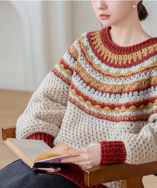 Glacier Yoke Sweater Crochet Yarn Kit |  Nordic Aesthetics Series | Susan's Family