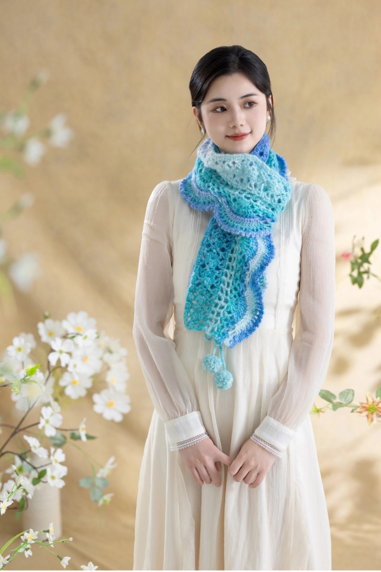 Heartfelt Floral Scarf Crochet Digital Pattern