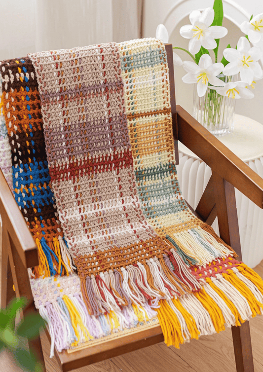 Plaid Scarf Crochet Yarn Kit | Susan's Family