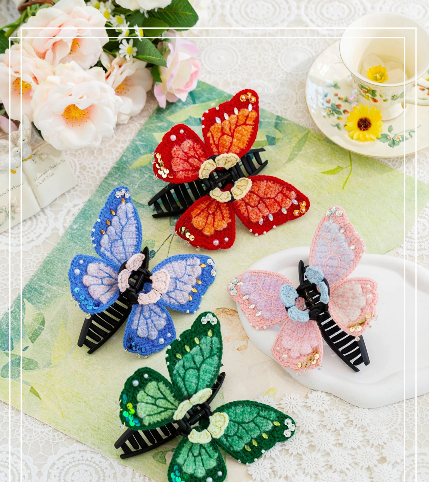 Butterfly Claw Hair Clip Crochet Yarn Kit | Forest Series | Susan's Family