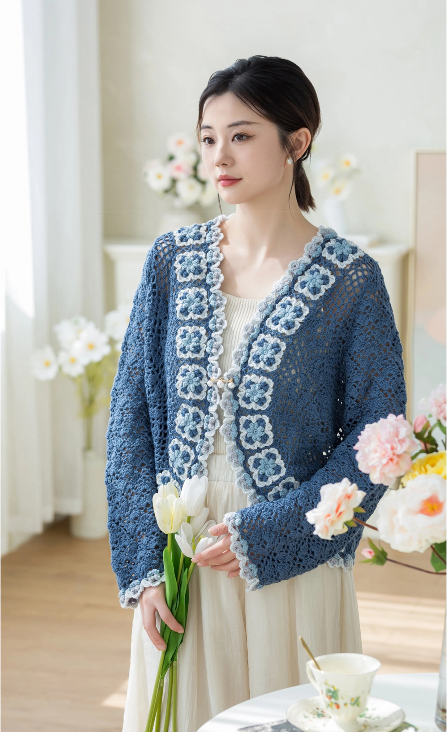 Elegant Crystal Cardigan Crochet Yarn Kit | Secret Garden Series | Susan's Family