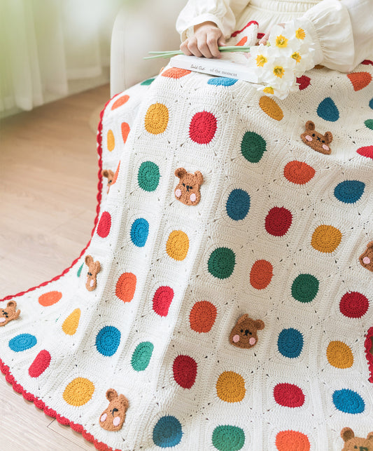 Polka Dot Bear Blanket Crochet Yarn Kit