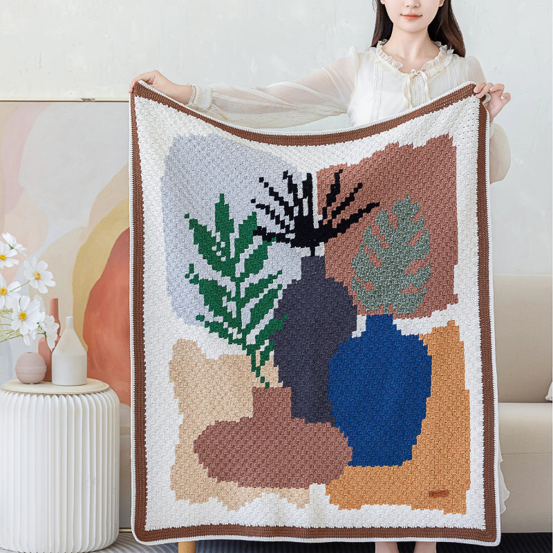 Plant Pixel Blanket Crochet Digital Pattern