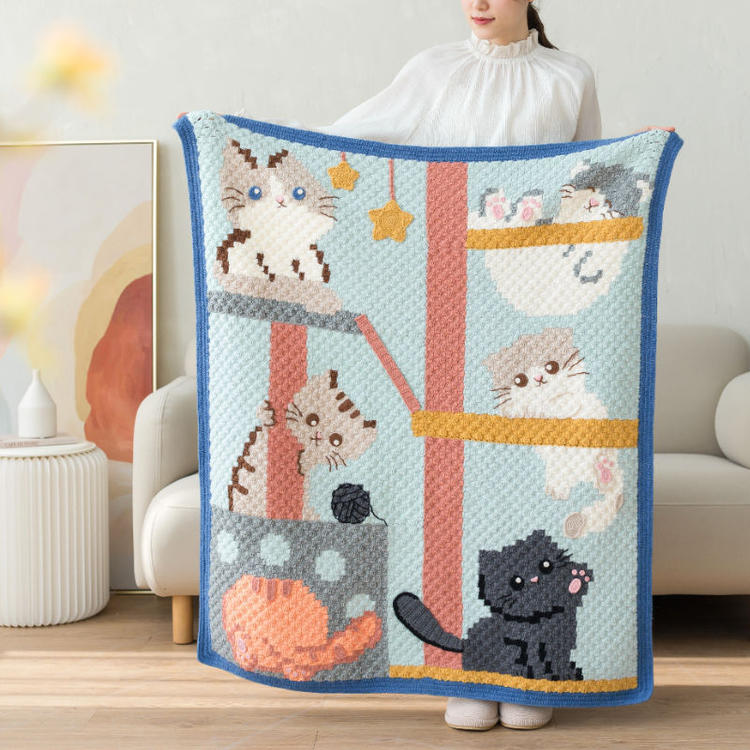 Meow Pixel Blanket Crochet Yarn Kit