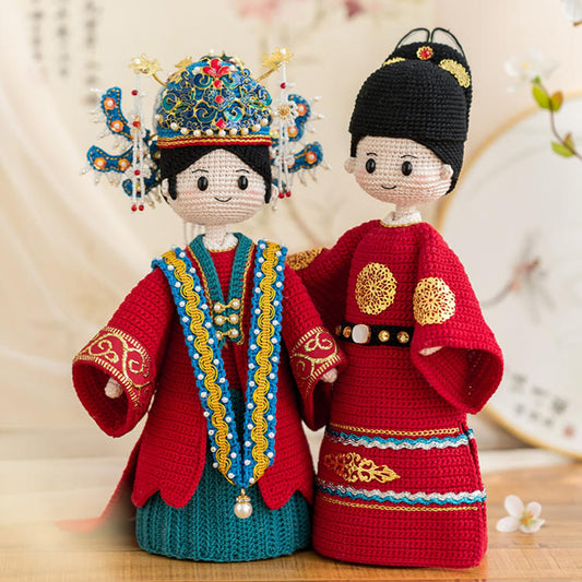 Ancient Chinese Wedding Couple Dolls Crochet Yarn Kit | Chinese Aesthetics Series | Susan's Family