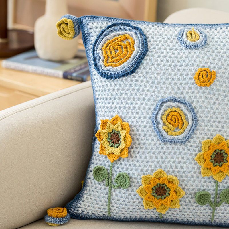 Sunflowers in Starry Night Cushion Case Yarn Kit | Tribute to Art Series | Susan's Family