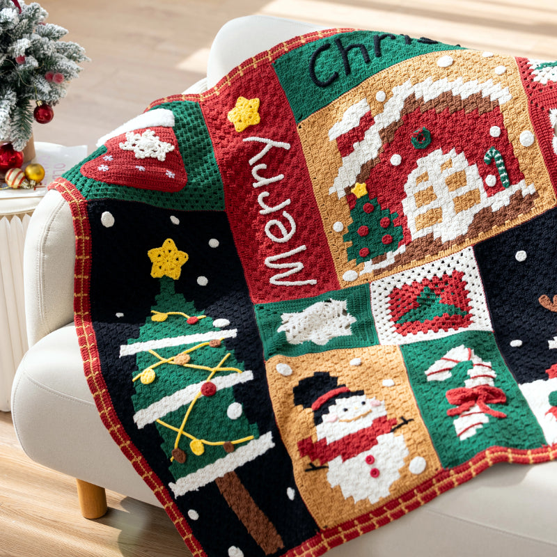 Christmas Snowy Night Blanket Crochet Yarn Kit | Susan's Family