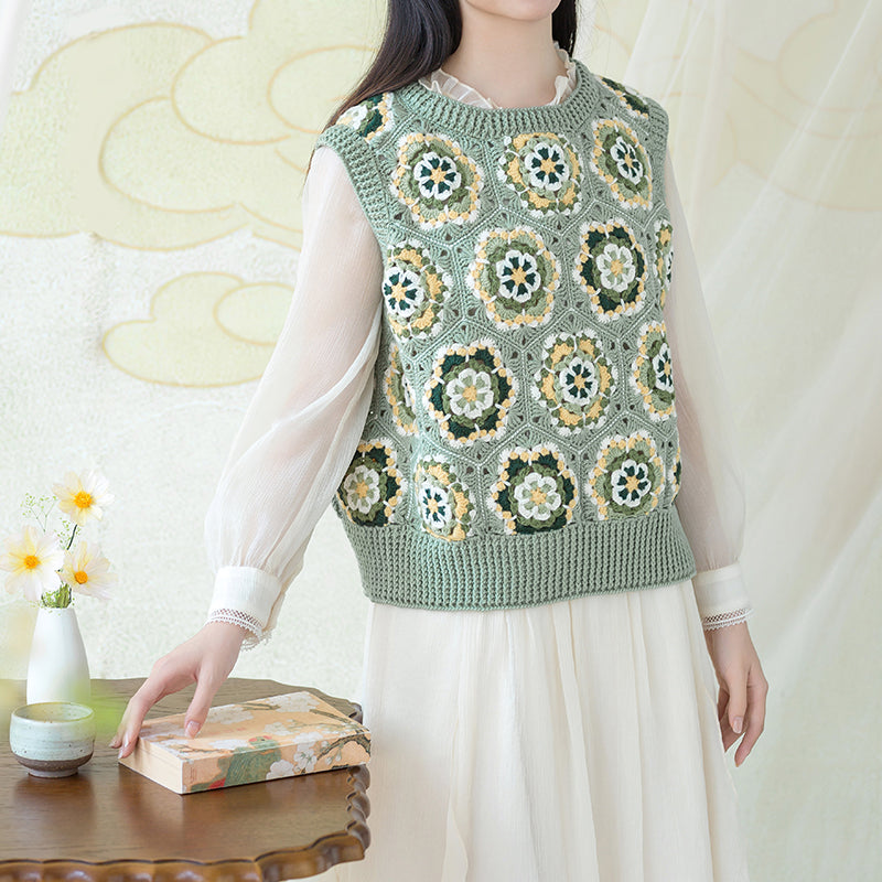 Lang Porcelain Motif Vest Crochet Yarn Kit | Susan's Family