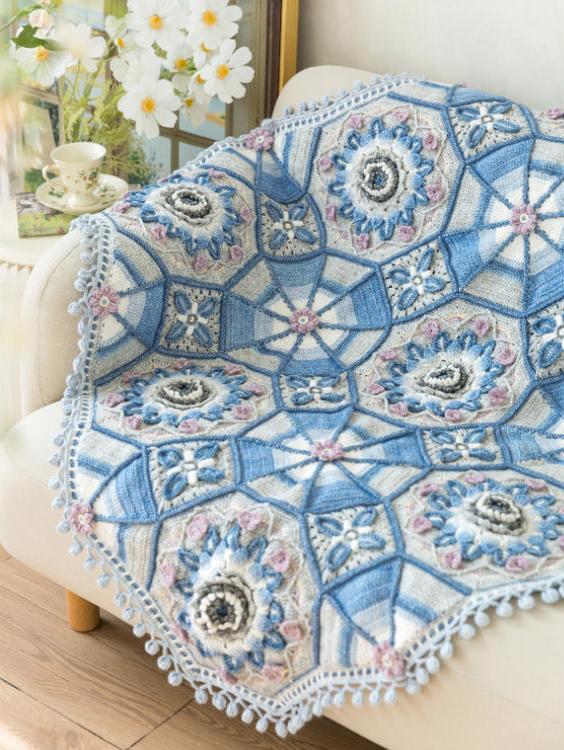 Floral Vitreous Enamel Blanket Crochet Pattern