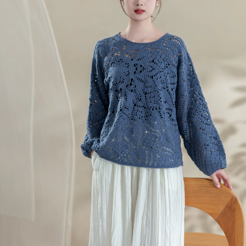 Lotus Dimples Pullover Crochet Yarn Kit | Shi, Ci, Fu Series | Susan's Family