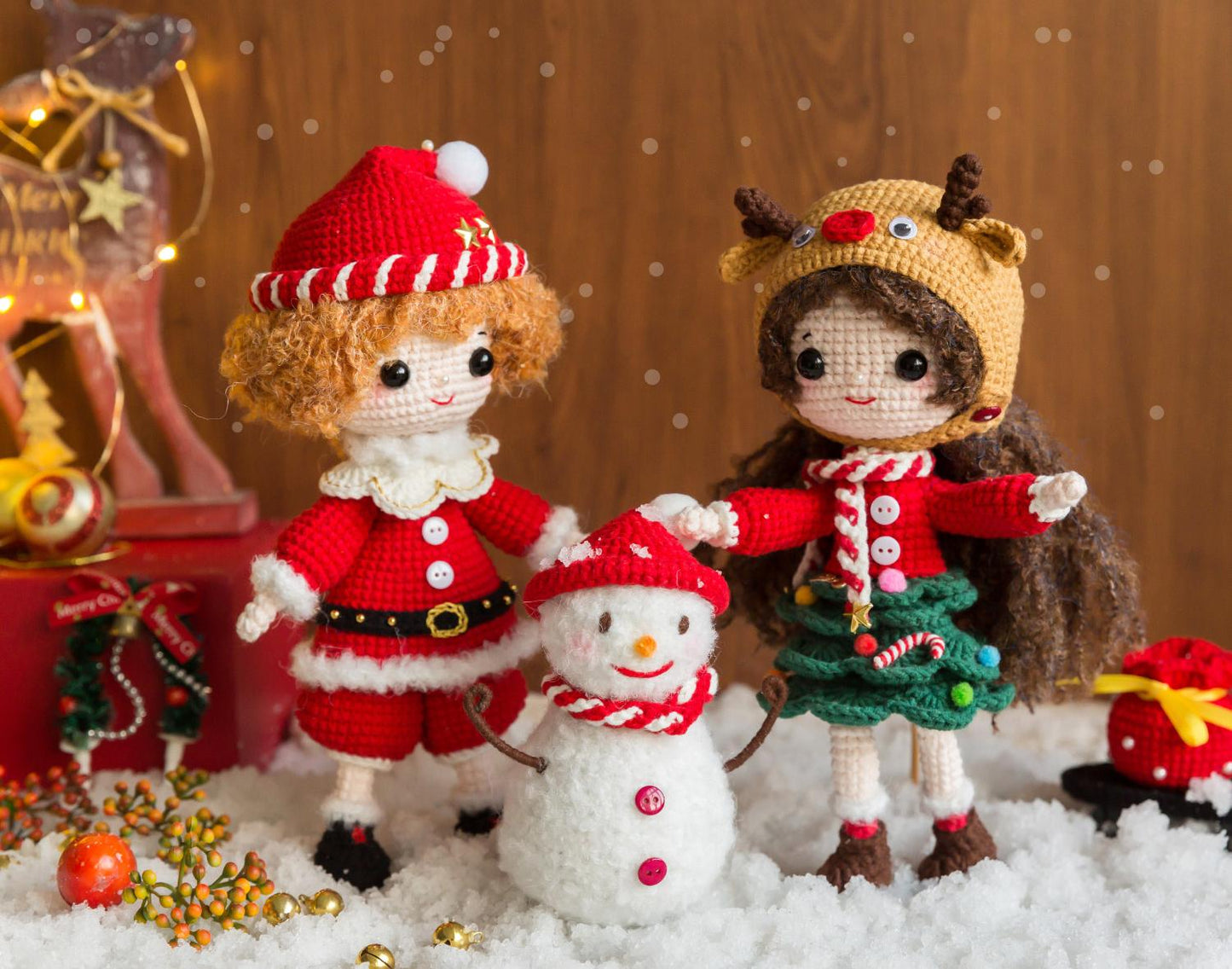 Christmas Dolls Set Crochet Yarn Kit | Susan's Family