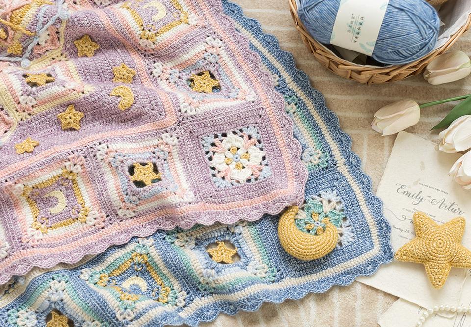 Dreamlike Star-Moon Blanket Crochet Yarn Kit | Susan's Family