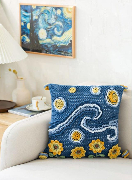 Sunflowers in Starry Night Cushion Case Yarn Kit | Tribute to Art Series | Susan's Family