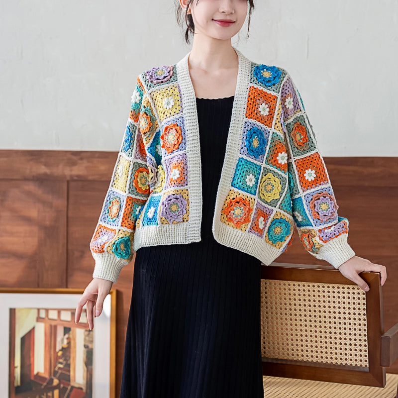 Sunflower Patchwork Cardigan Crochet Yarn Kit | Retro Nostalgia Series | Susan's Family