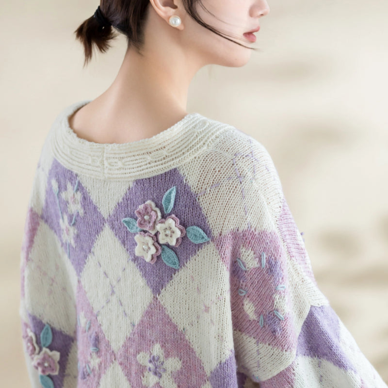 Modèle numérique de tricot de cardigan Shuitian à fleurs de pêcher