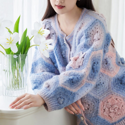 Dawn Blossom Cardigan Crochet Yarn Kit | Herbal Chronicle Series | Susan's Family