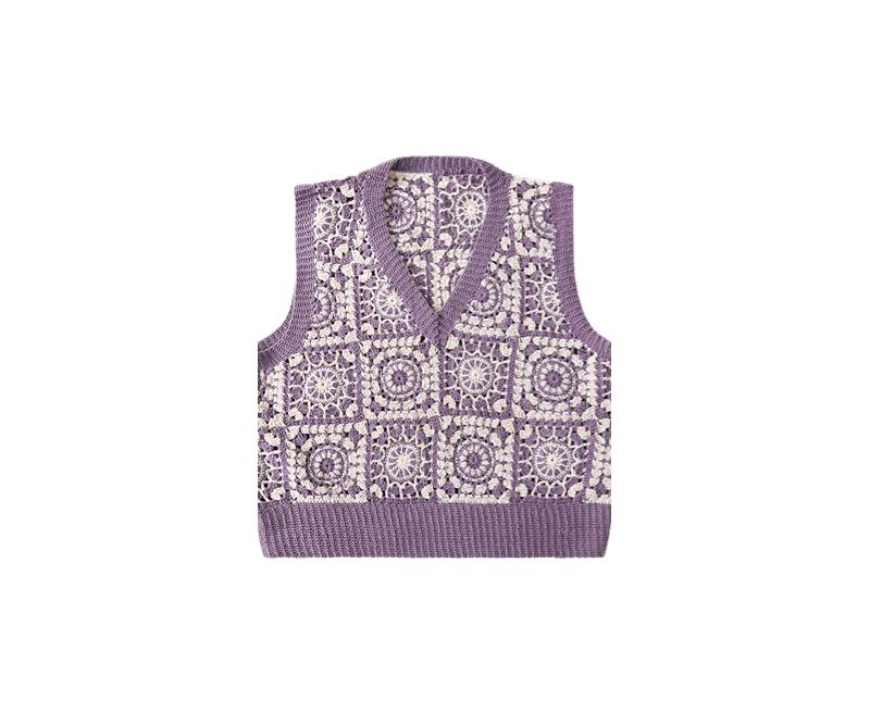 Cherry Blossom V-neck Vest Crochet Yarn Kit | Retro Nostalgia Series | Susan's Family