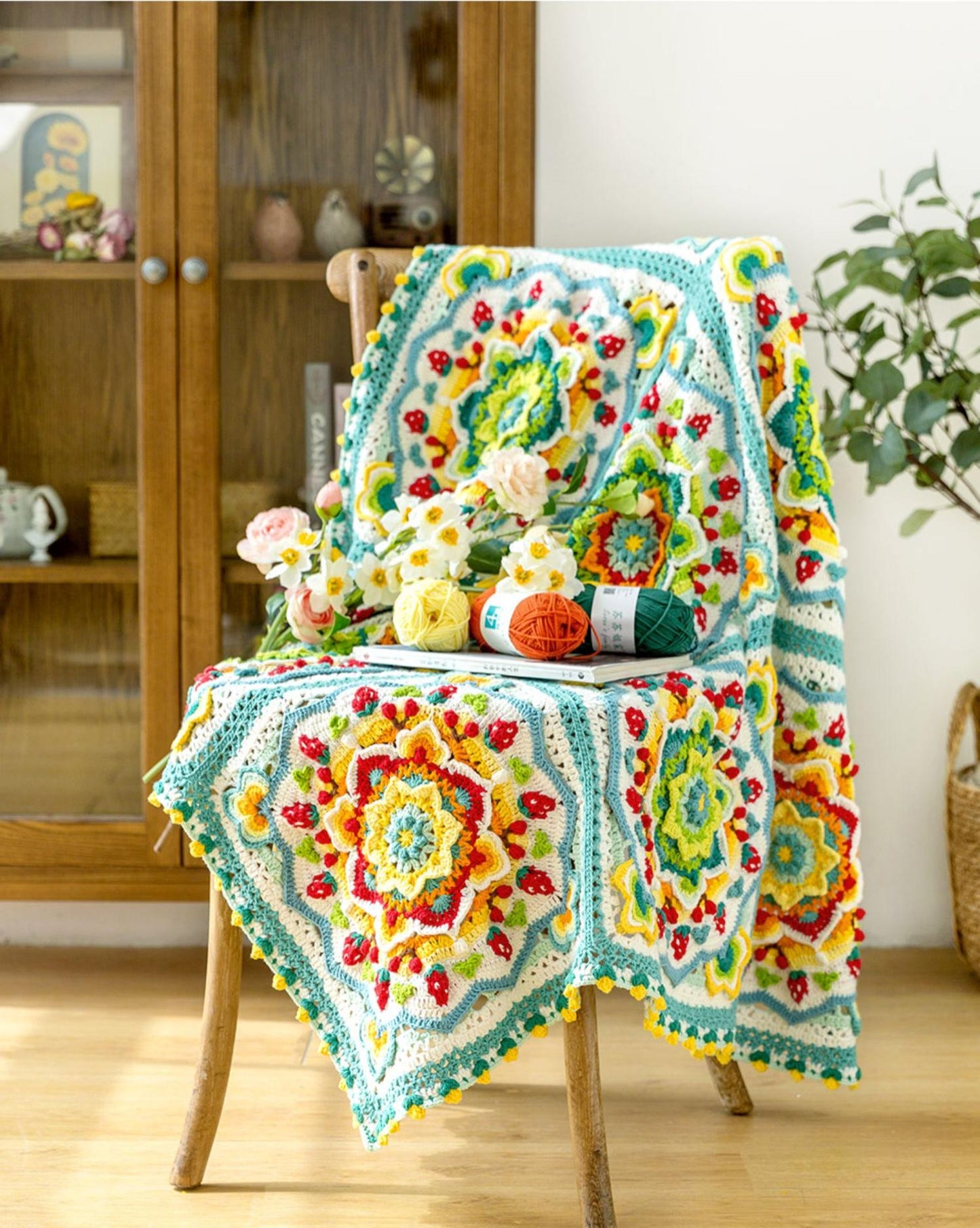 Fruit Floral Blanket Crochet Yarn Kit | Botanical Sensations Series | Susan's Family