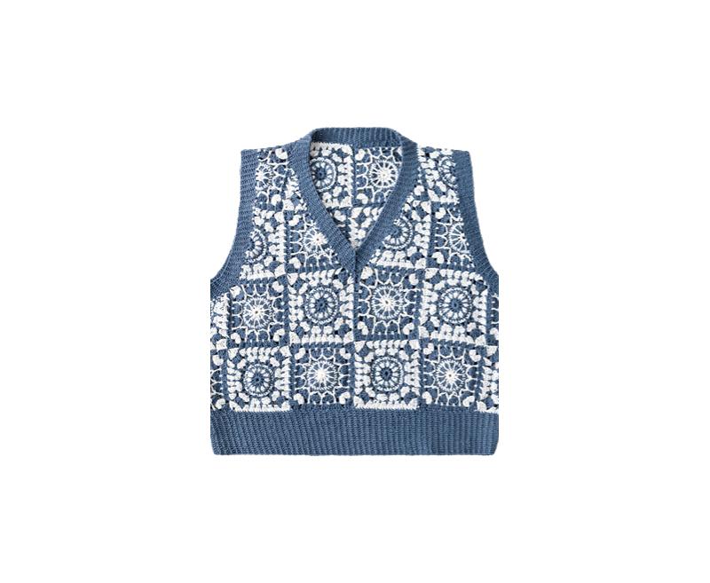 Cherry Blossom V-neck Vest Crochet Yarn Kit | Retro Nostalgia Series | Susan's Family