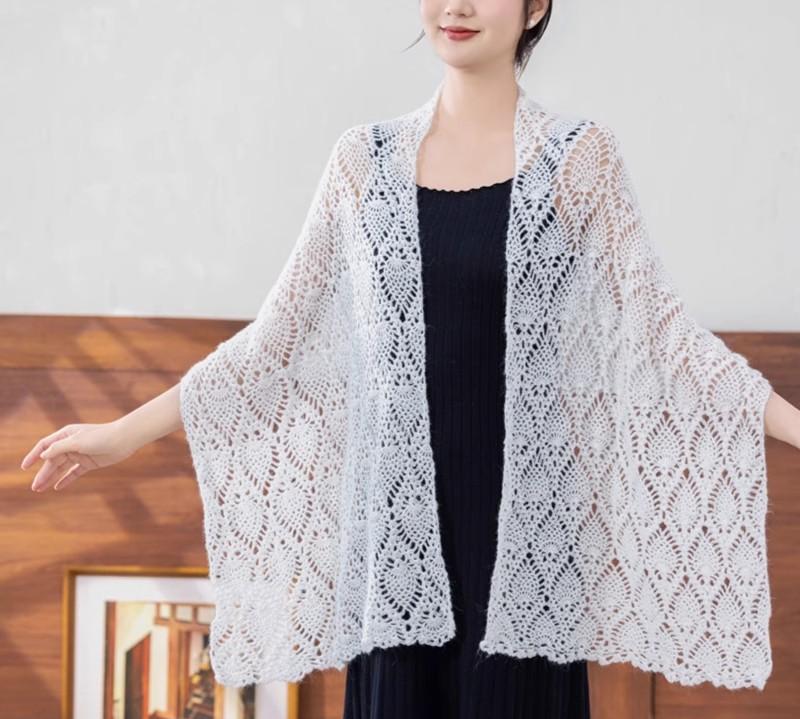 Pineapple Pattern Shawl Crochet Yarn Kit