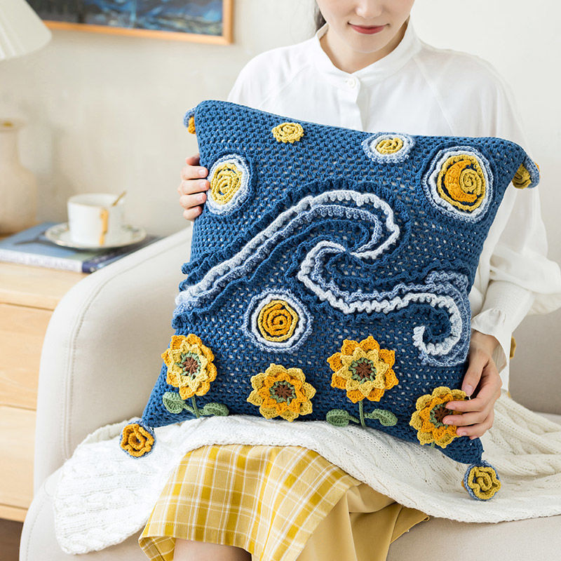 Sunflowers in Starry Night Cushion Case Yarn Kit | Tribute to Art Series | Susan's Family