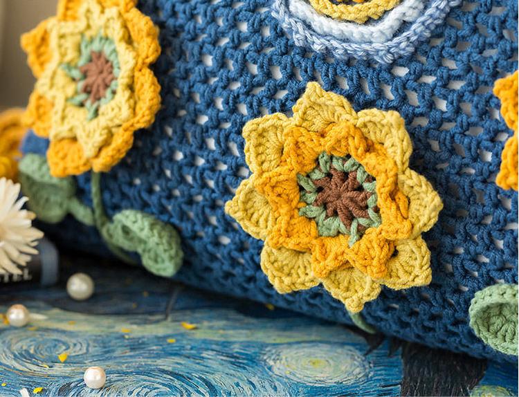 Sunflowers in Starry Night Cushion Case Yarn Kit | Tribute to Art Series | Susan's Family