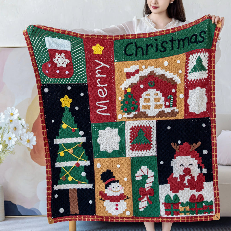 Christmas Snowy Night Blanket Crochet Yarn Kit | Susan's Family