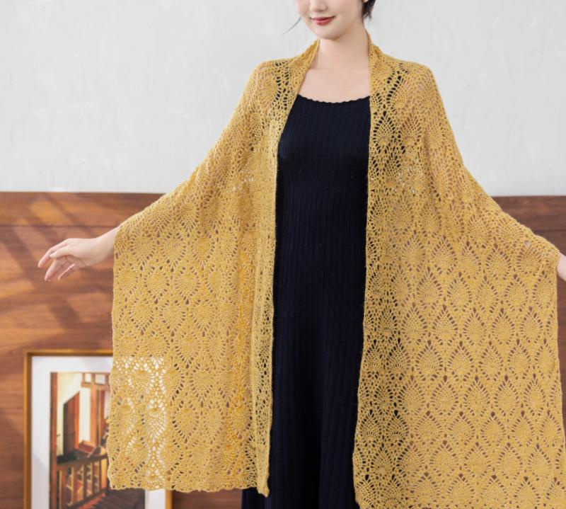 Pineapple Pattern Shawl Crochet Yarn Kit