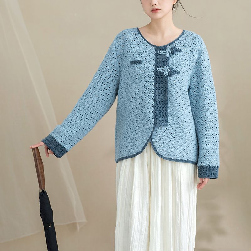 Luna Buttoned Coat Crochet Crochet Yarn Kit | Shi, Ci, Fu Series | Susan's Family