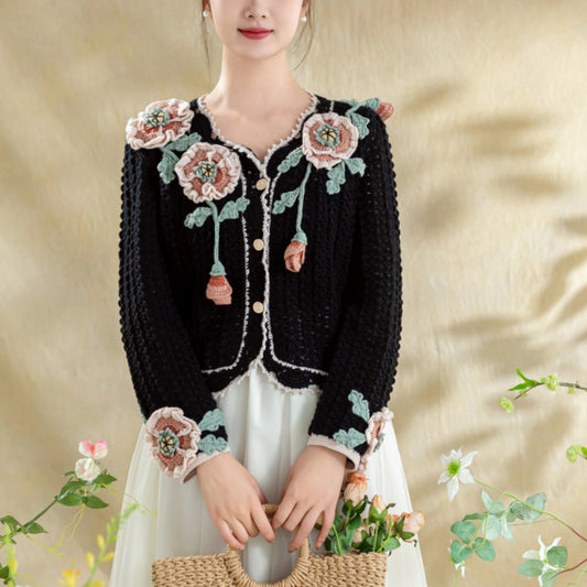 Corn Poppy Cardigan Crochet Yarn Kit | Animism Series | Susan's Family